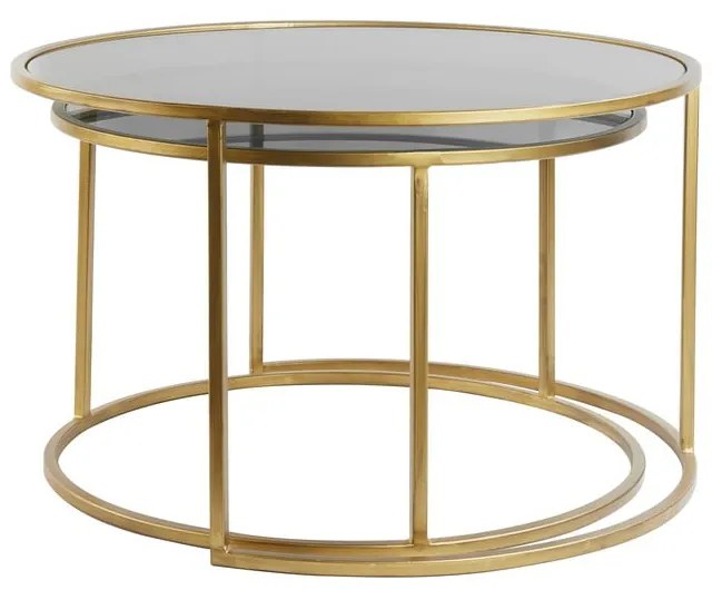 Szklane okrągłe stoliki w kolorze złotym zestaw 2 szt. ø 75 cm Duarte – Light & Living