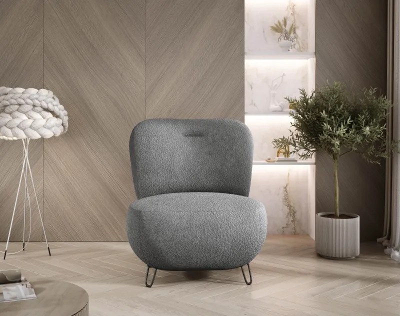 Fotel LUIS skandynawski wolnostojący na metalowych nogach w tkaninie ANTHOLOGY 18