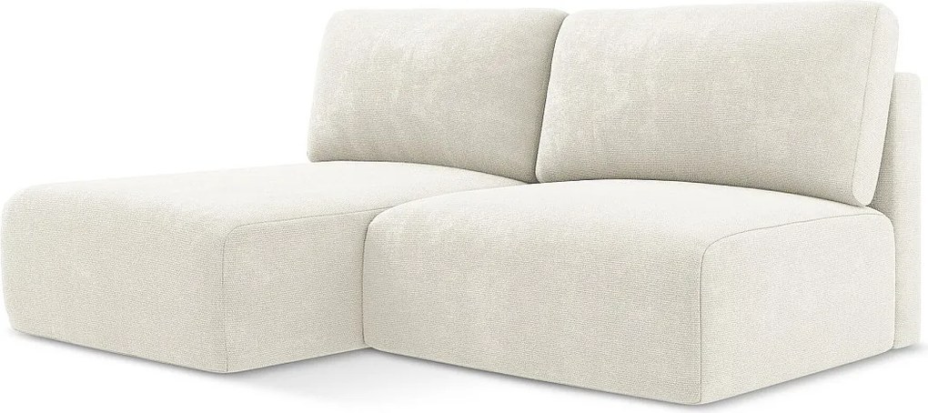 Otwarty Lewy narożnik z funkcją spania - z tkaniny szenilowej - biały - KONA