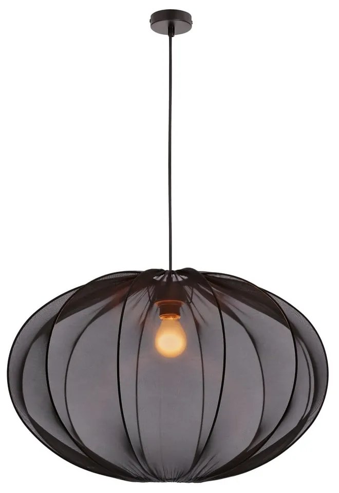 Czarna lampa wisząca z tekstylnym kloszem ø 60 cm Mellow – Candellux Lighting