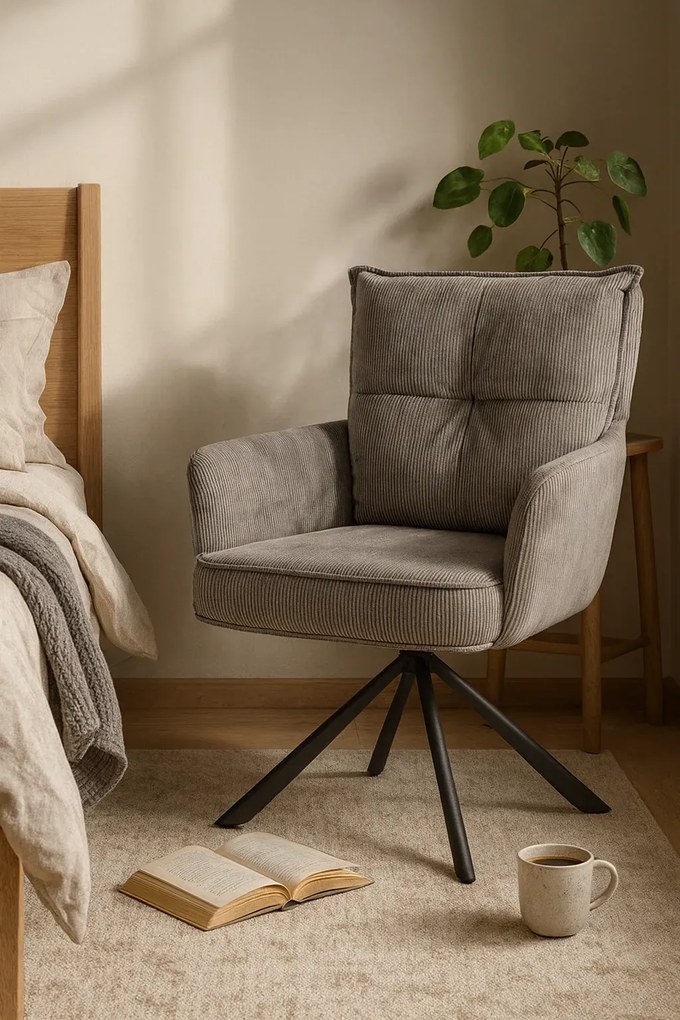 Popielaty fotel obrotowy tapicerowany A1-D70