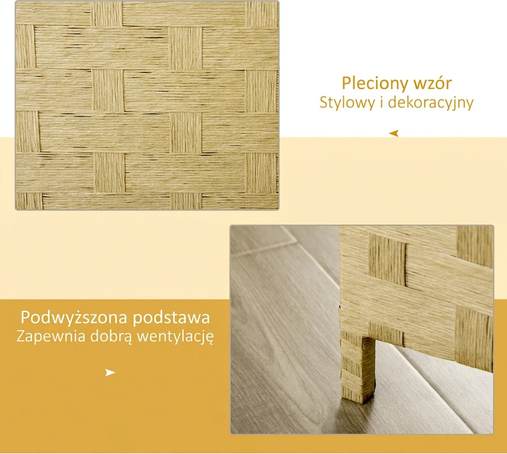 HOMCOM Parawan 4-częściowy 160 x 170 cm, przegroda z włókna falistego do salonu, brązowy | Aosom PL