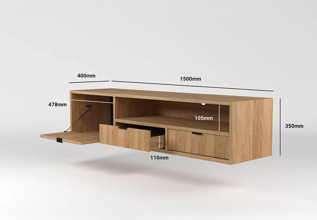 Szafka RTV Nordell 150 cm wisząca, stolik pod telewizor w dwóch kolorach do wyboru