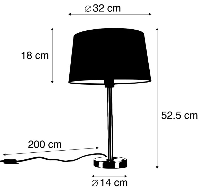 Nowoczesna lampa stołowa ze stali z czarnym kloszem 35 cm - Simplo