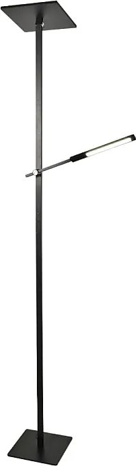 Ideal - Czarna lampa stojąca LED z metalu wys. 180 cm Fabas Luce - 2 światła 40 W i 8 W ze zintegrowaną diodą LED 3000 K