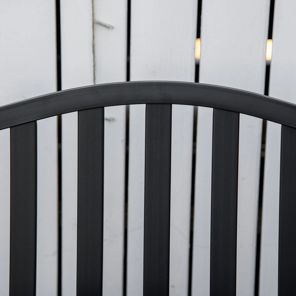 Outsunny Ławka Ogrodowa z Rozkładanym Stołem Metalowa Czarna Elegancka i Funkcjonalna 150x585x90cm | Aosom PL