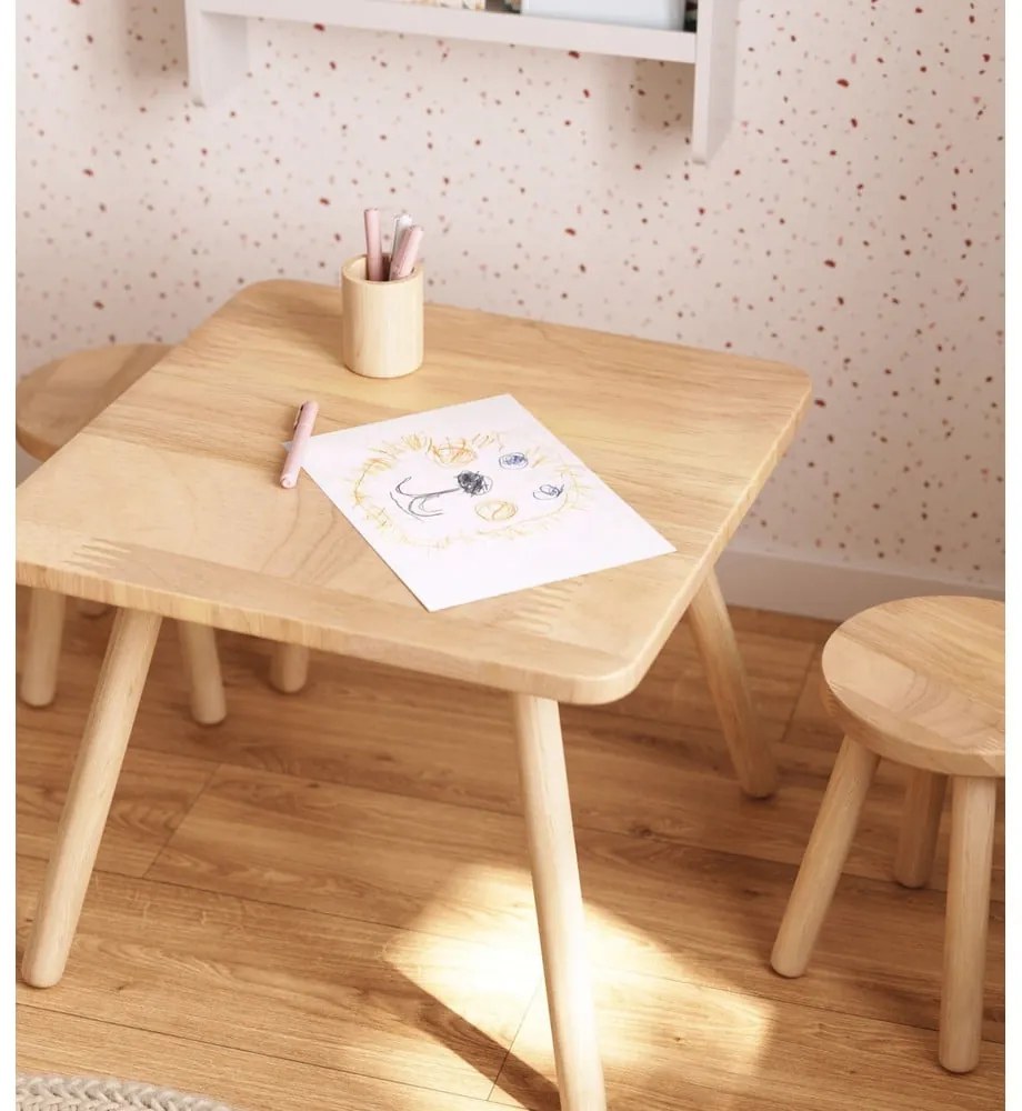 Stolik dla dzieci z litego drewna kauczukowego 55x55 cm Dilcia – Kave Home