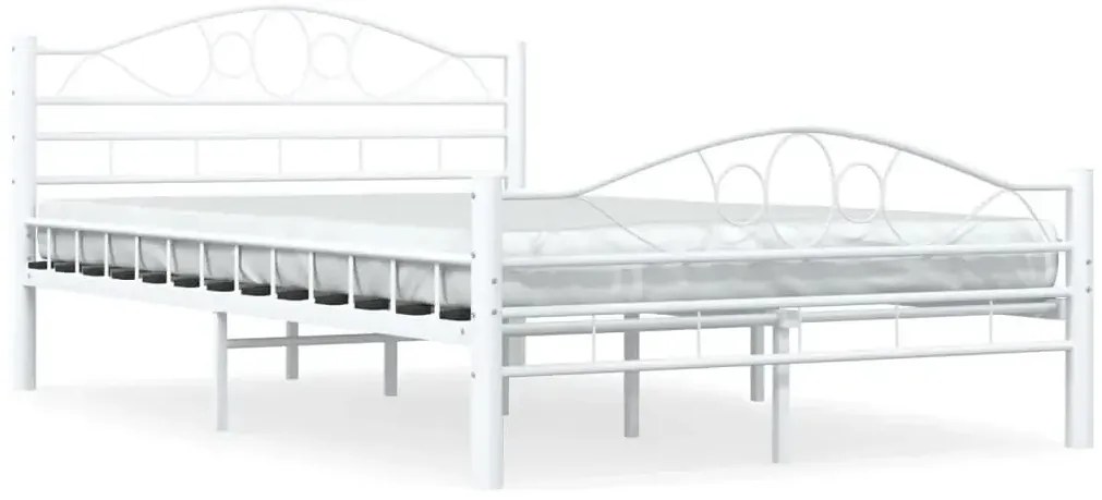 Białe Metalowe Łóżko 120X200 Cm Hubio Dąb K2-N93