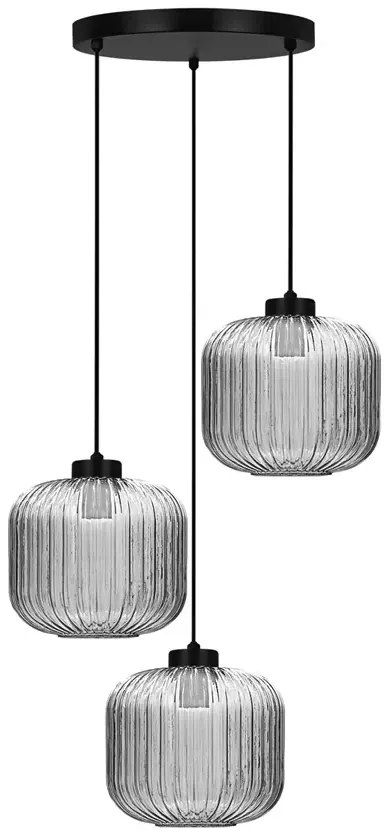 Lampa wisząca z trzema szklanymi kloszami grafitowa P9-R44