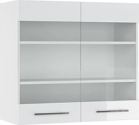 Szklana szafka kuchenna biały wysoki połysk 80x34.1x72 fame-line