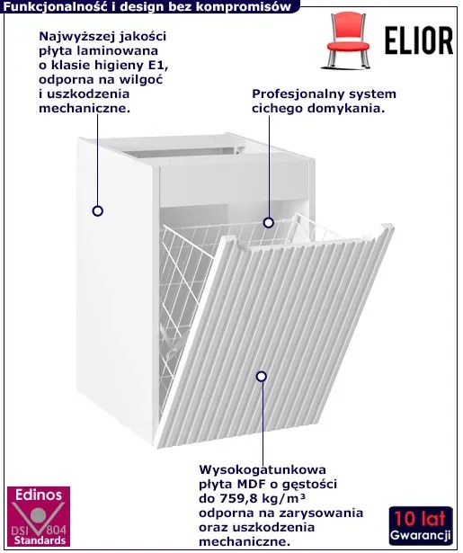 Biała szafka łazienkowa z koszem na pranie M7-A89