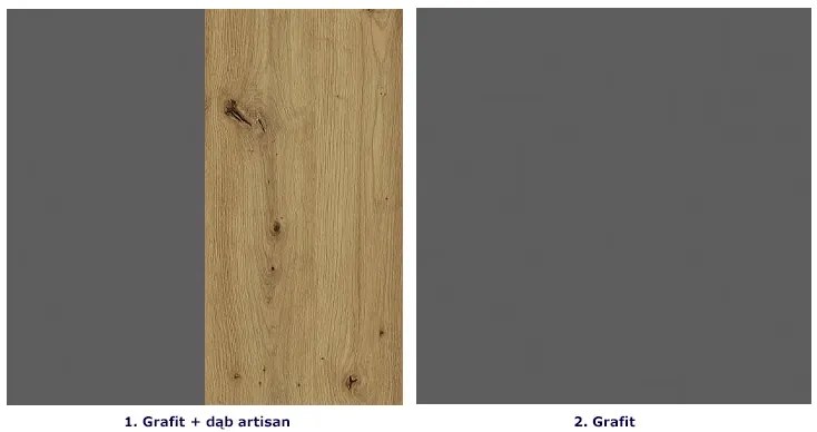 Zestaw mebli do kuchni 260 cm grafit + dąb artisan - Coleo 28X