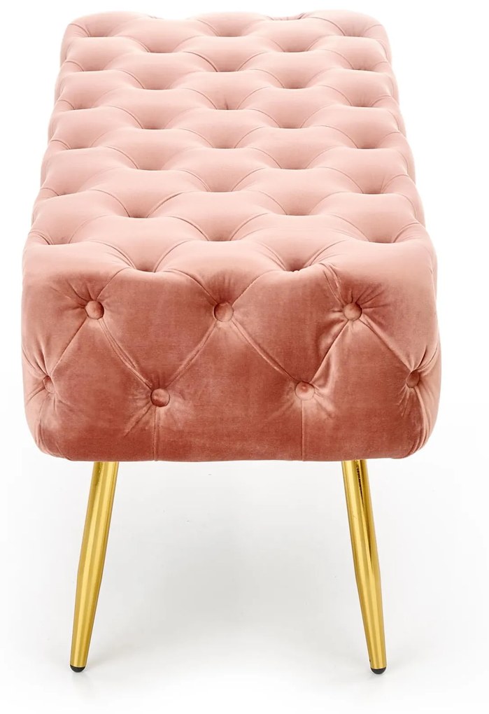 ADRIA ławka różowy / złoty, tapicerowana, pikowana, tkanina velvet, glamour