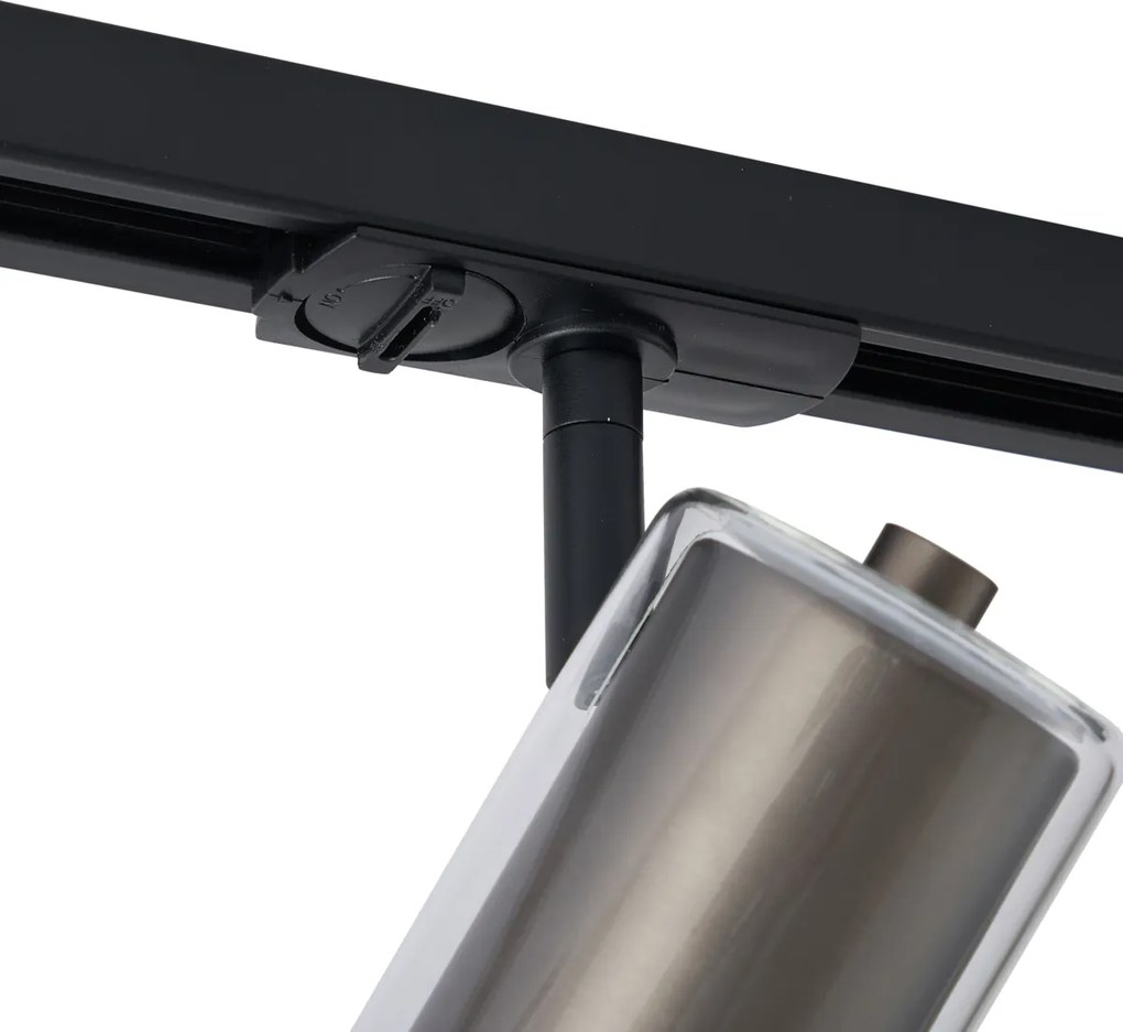 Nowoczesny system szynowy czarny z 3 reflektorami w kolorze gunmetal 1-fazowy - Iconic Lloyd