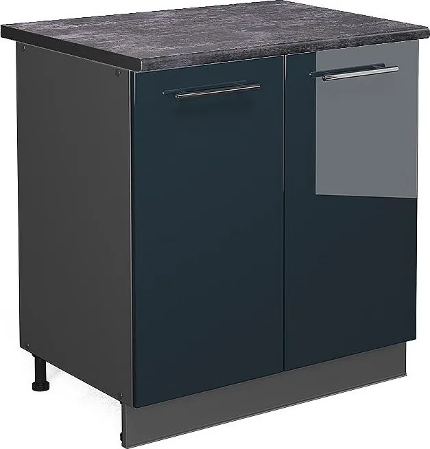 Szafka pod zlew ciemnoniebieski wysoki połysk 80x60x82 fame-line