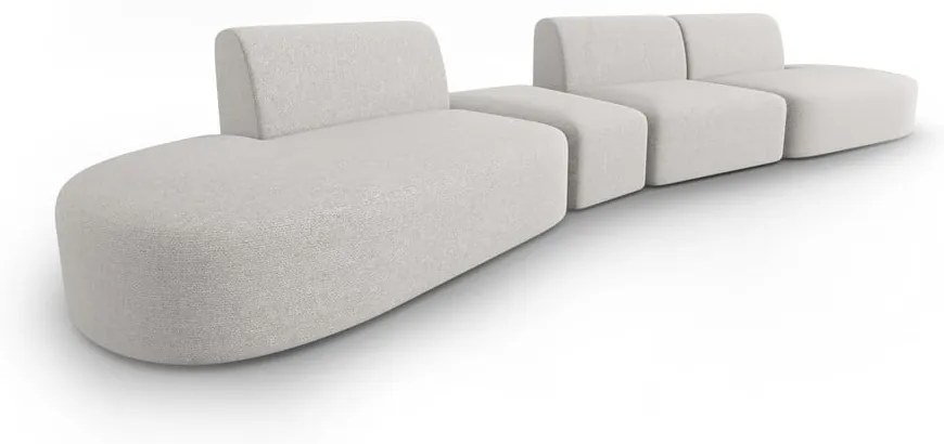 Jasnoszara sofa z tkaniny szenilowej lewostronna 428 cm Paolo – Milo Casa