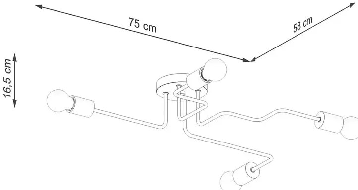 Czarny metalowy żyrandol czteroramienny - 12X D282 G5-E62