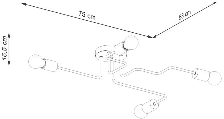 Czarny metalowy żyrandol czteroramienny - D282-Besi