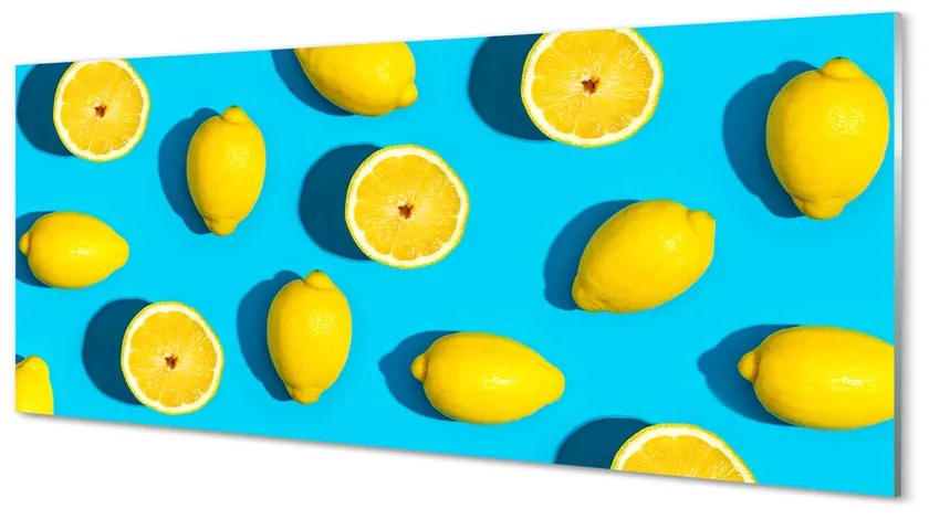 Panel szklany do Kuchni Cytryny na Niebieskim Tle