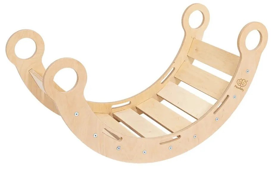 Huśtawka z litego drewna sosnowego w naturalnym kolorze 39x75x38 cm Montessori – Meowbaby