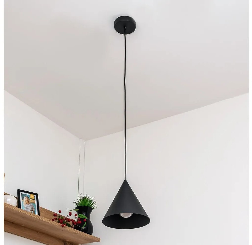 Lampa wisząca na linkę ETNA II 1xE27/15W/230V śr. 18,5 cm czarna