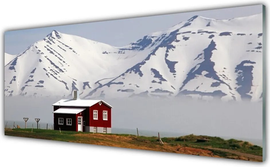 Panel Szklany Chatka W Śnieżnych Alpach