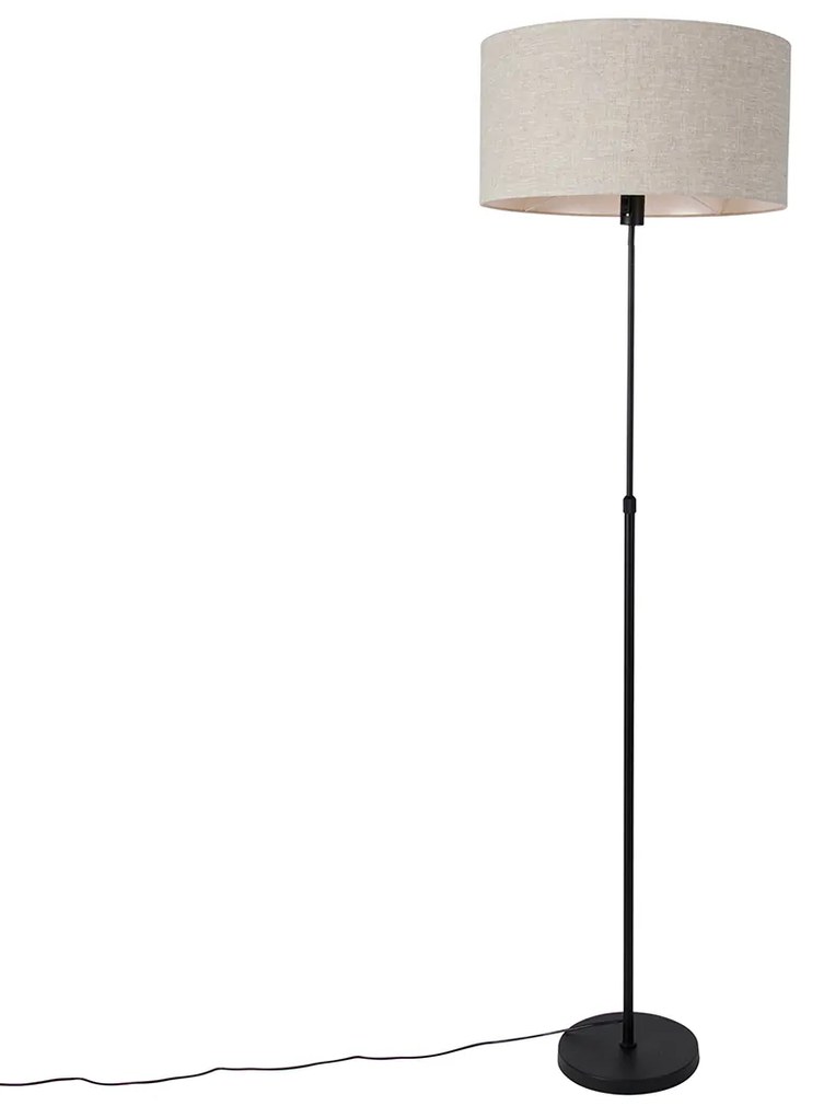 Lampa podłogowa czarna regulowana z kloszem jasnoszarym 50 cm - ParteDesignerski Oswietlenie wewnetrzne