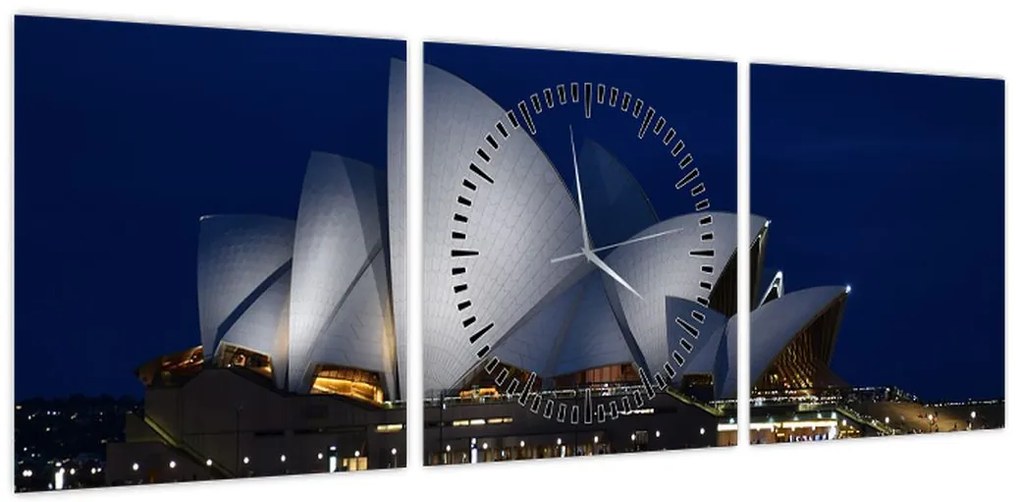 Obraz Sydney w nocy (z zegarem) (90x30 cm)