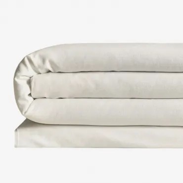 Lniana Poszwa Na Kołdrę Sorana 160g/m² Biała & Łóżko 150/160cm (240 X 220 Cm) - Sklum