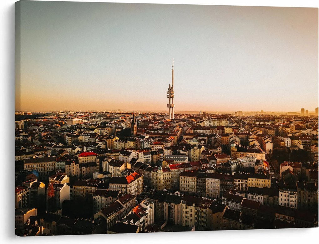Obraz zachodu słońca nad Žižkov (70x50 cm)