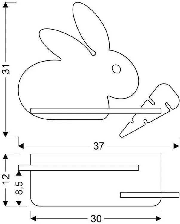 Szaro-biały kinkiet dziecięcy w formie królika F4-K28