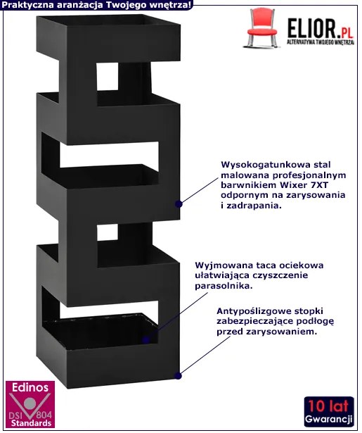 Designerski Czarny Parasolnik Kataris