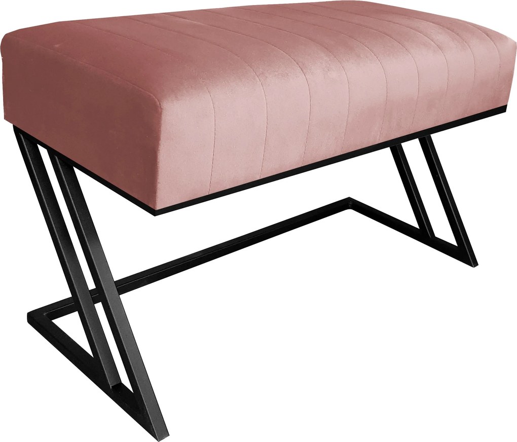 Ławka ZETA tkanina Welur loft ławka metal : Kolor Stelaża - Czarny , Kolor tkaniny - VELVET - MG58, Typ tkaniny - Velvet