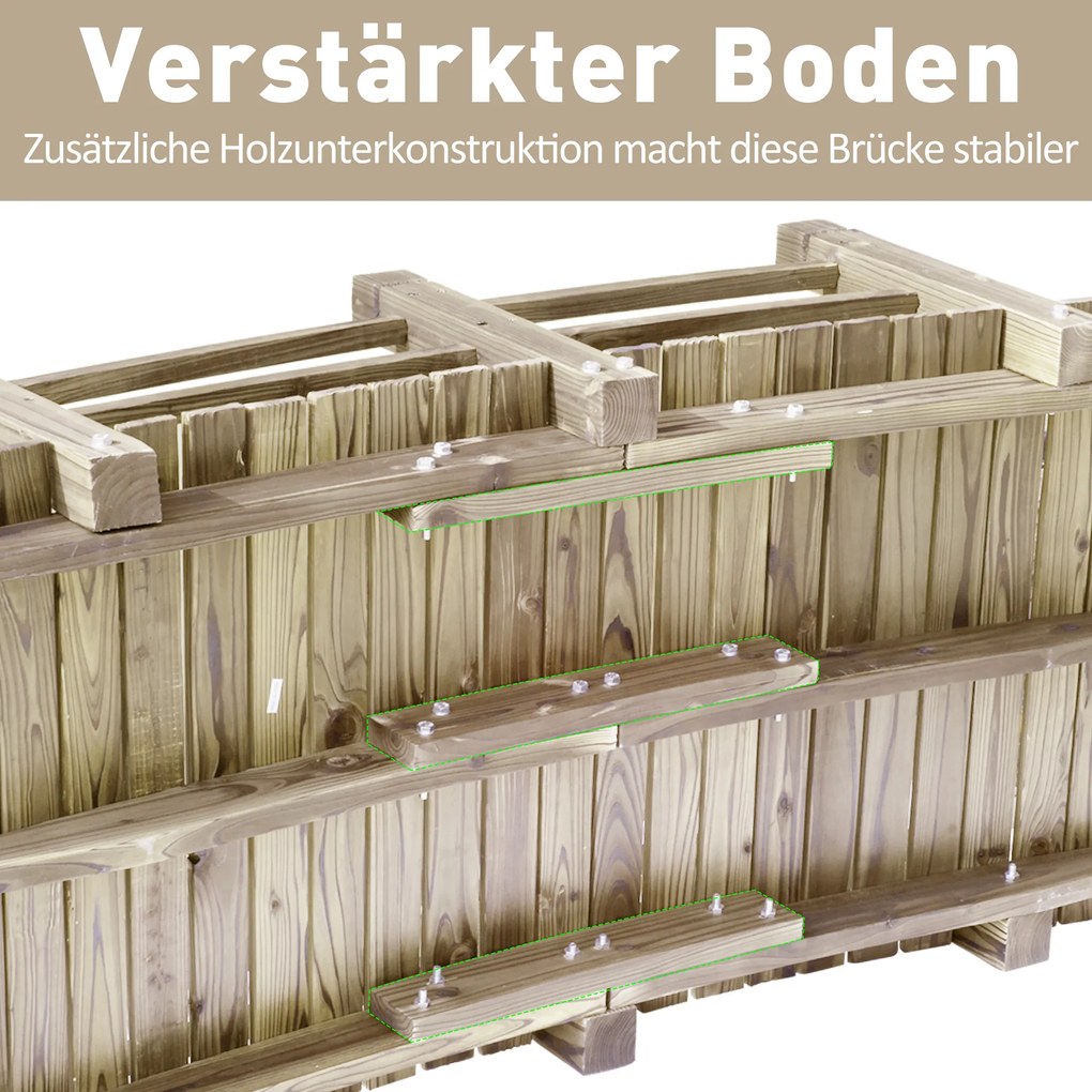 Outsunny Drewniany Most Ogrodowy z Balustradą Naturalny Lite Drewno Maks 180kg Dekoracyjny Mostek 152.5x67x48cm | Aosom PL