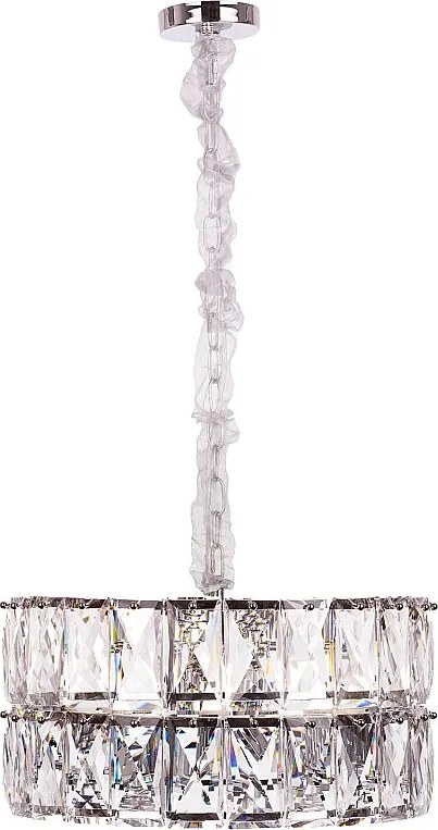 Nowoczesny żyrandol kryształowy do salonu, srebrny – Okrągły 50 cm – Miami