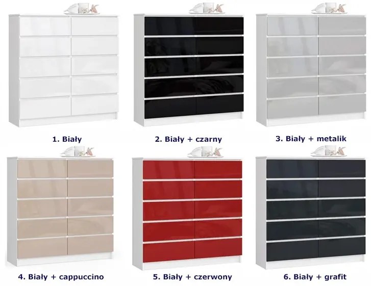 Biała komoda w połysku z szufladami T8-W93