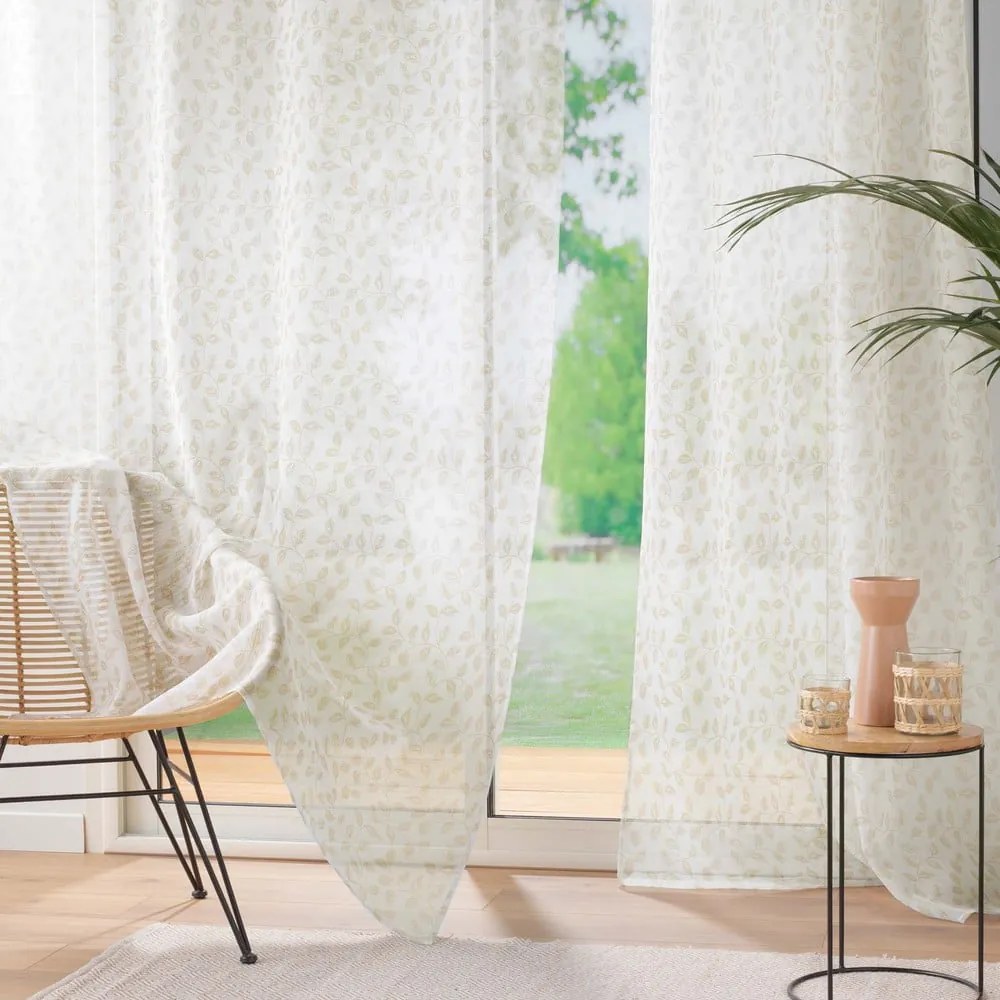 Beżowa firanka z woalu 137x280 cm Farandole – douceur d'intérieur