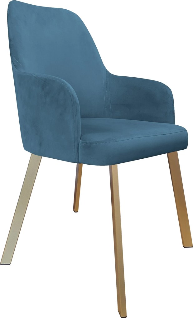 Krzesło WESTA tkanina Welur noga metalowa elegancki styl loftowy : Kolor nogi - Złota profil, Kolor tkaniny - VELVET - MG33, Typ siedziska - Siedzisko stałe
