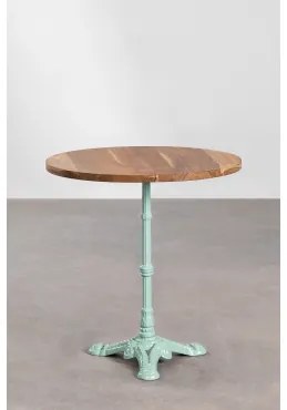 Okrągły Stolik Barowy Z Drewna Akacjowego Vienna Ø70 Cm & Rajska Wyspa Zielona - Sklum