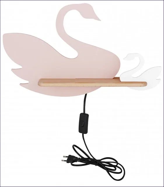Różowo-biała lampka dziecięca łabędzie z przewodem - K038 N1-C74