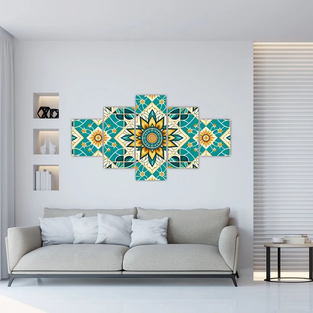 Obraz - Turkusowy wzór (125x70 cm)