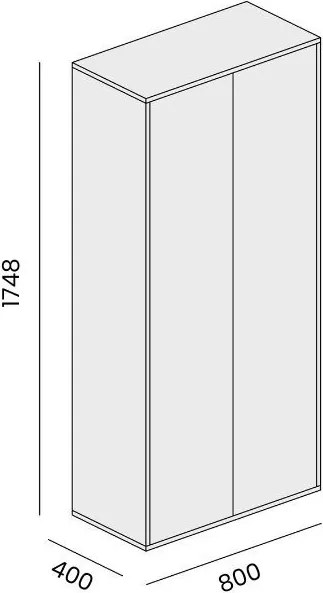 Szafa biurowa BLOCK, 2 drzwi, 800 × 400 × 1748 mm, dąb naturalny