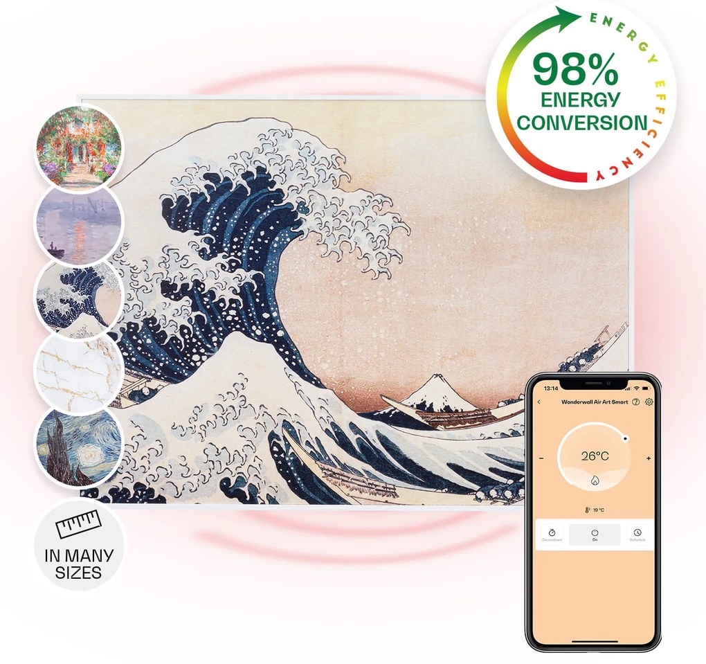 Klarstein Wonderwall Art Smart 500W 60x80cm Obraz na podczerwień Fale