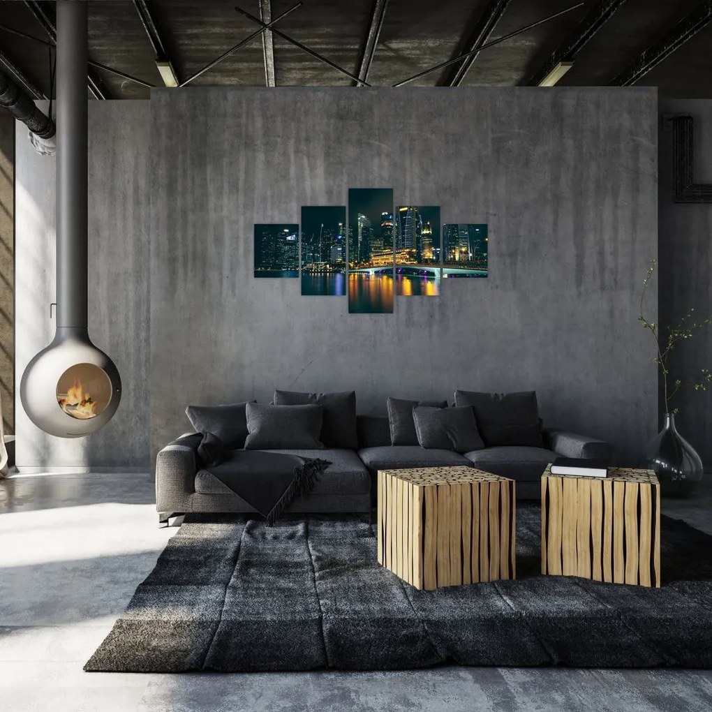 Obraz Singapuru nocą (125x70 cm)