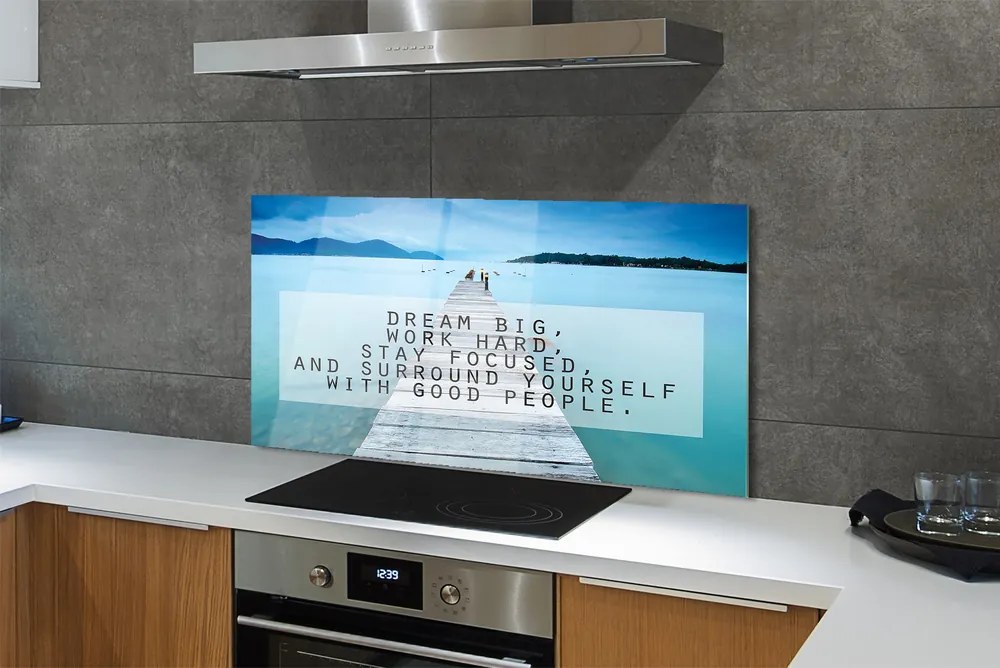 Szklany Panel Morski Napis Panoramiczny