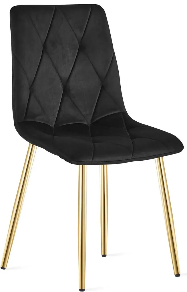 Czarne pikowane krzesło metalowe glamour K9-F50