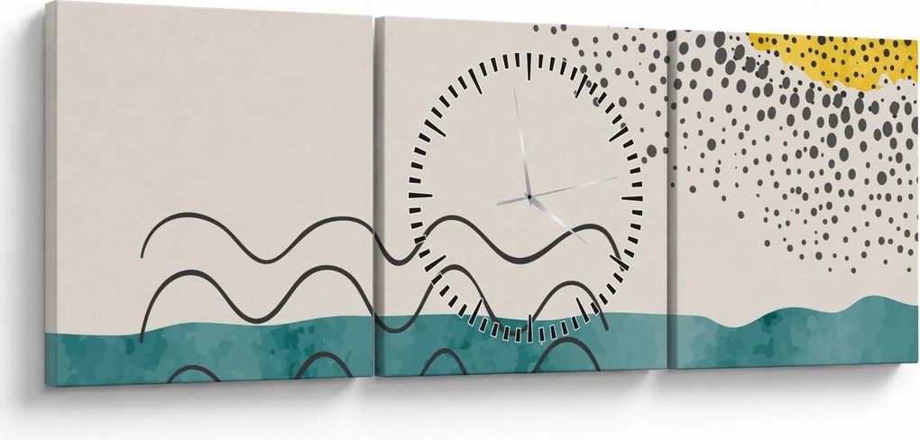 Obraz - Abstrakcyjny obraz plaży N⁰1 (z zegarem) (90x30 cm)