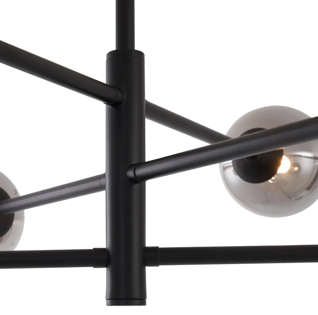 Nowoczesna lampa sufitowa czarna z przydymionym szkłem 6-punktowa - Ryan Nowoczesny Oswietlenie wewnetrzne