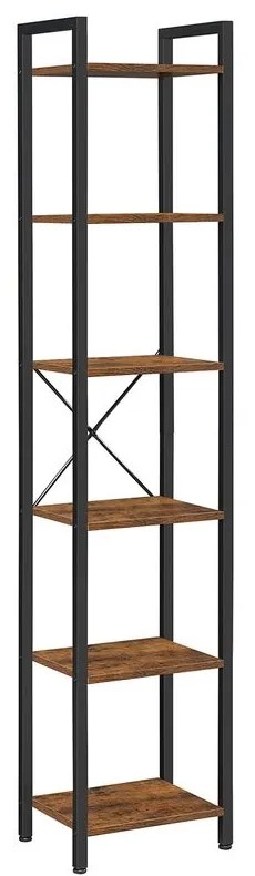 SongmicsHome Regał na książki NOEL, 40x30x187,5 cm, czarny/brązowy