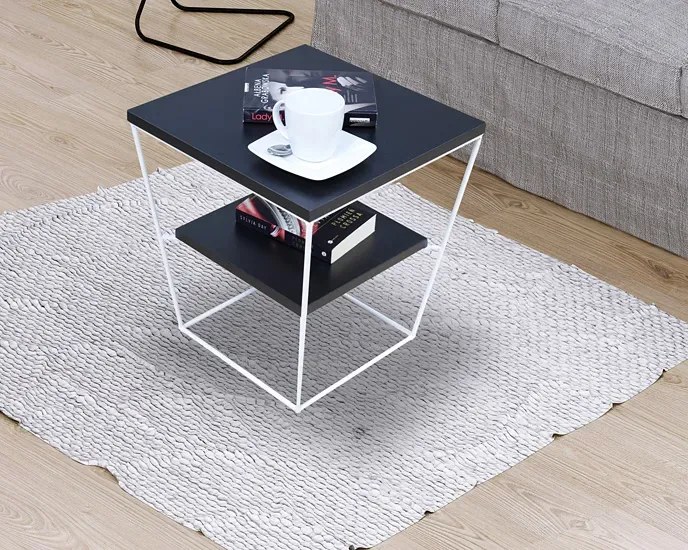 Minimalistyczny stolik kawowy z półką czarny D4-S64